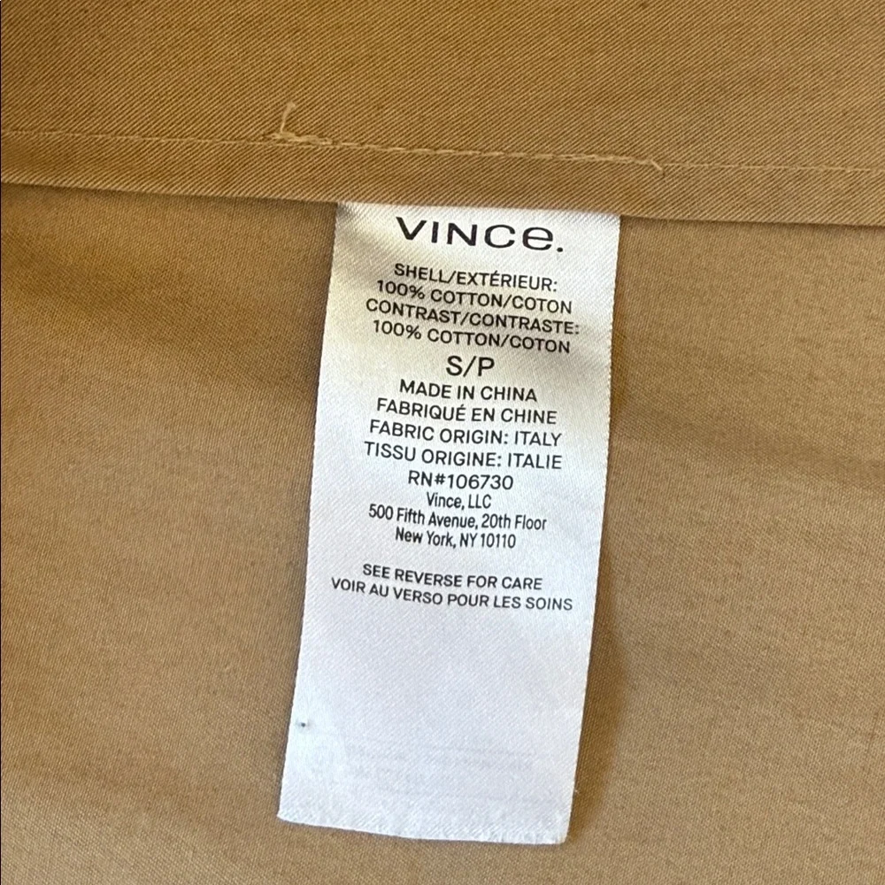 Vince Dark Khaki Cotton Belted Trench Coat, size small - Picture 13 of 16